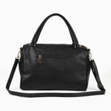 Women's PU Leather Handbag with Zipper Closure, Two Compartments, Personality Grab, Adjustable and Detachable Shoulder Strap - Includes Smaller Handbag for Essentials