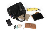 Women's PU Leather Handbag with Zipper Closure, Two Compartments, Personality Grab, Adjustable and Detachable Shoulder Strap - Includes Smaller Handbag for Essentials