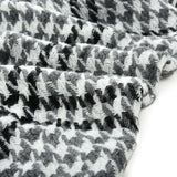 White Classic Houndstooth Print Scarf with Frayed Edges - Soft and Lightweight, Versatile Style, Easy to Care