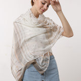 Anchor & Stripes Pattern Scarf for Women - Lightweight and Breathable Viscose Fabric in Beautiful Khaki and White Colour