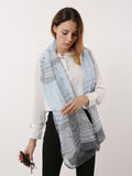 Grey Anchor & Lines Pattern Voile Scarf for Women - Soft and Lightweight Nautical Design with Versatile Styling Options