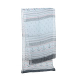 Grey Anchor & Lines Pattern Voile Scarf for Women - Soft and Lightweight Nautical Design with Versatile Styling Options