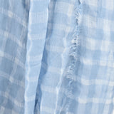 Blue Classic Plaid Pattern Cotton Women's Tassel Scarf with Generous Fashion Design