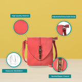Chic Envelope Cross Body Bag with Metal Buckle Decoration and Detachable Strap in Pink PU Leather