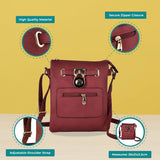 Stylish Women's Zipper Cross Body Bag with Lock Detail in Multiple Colors and Convenient Interior Pocket