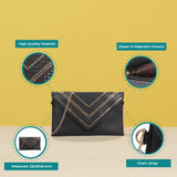 Studded Hollow Clutch Bag with Chain Shoulder Strap for Fashion-Forward Individuals - Available in Black, Pink, and White