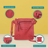 Across Body Bag with Strap in Red/Tan/Apricot/Pink/Fushia Color and Zip-Top Closure