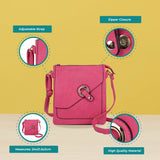 Stylish and Compact Across Body Bag with Adjustable Strap in Pink and Fushia, Zip-Top Closure, Interior Zip Pocket, and Easy to Clean Design