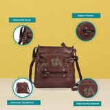 Stylish PU Zip Cross Body Bag with Adjustable Straps and Interior Pocket in Tan, Red Rubber, Purplish Red, and Apricot