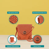 Cut About Flap Cross Body Bag in Vibrant Orange and Red Colors with Fully Lined Interior and Convenient Body Strap for Women