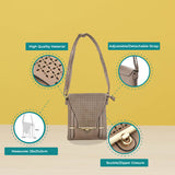 Hollowed-out Khaki Cross Body Bag with Adjustable Strap for Daily Use