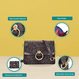 Snakeskin Bag With Hardware Ring Decoration - Adjustable Shoulder Strap, Zip and Press-Stud Closure, Fully Lined, Available in Yellow, Blue, Grey, and Orange