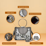 Generous Snakeskin PU Crossbody Bag with Adjustable Strap and Zipper Closure
