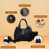 Pure Color Set Bag With Buckle Design And Metal Ring Decoration, Handbag, Crossbody Bag & Purse