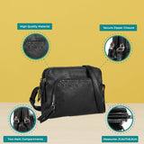 Stylish PU Handbag with Adjustable Strap, Multiple Compartments, and Zipper Closure - Available in Black, Brown, and Pink with Detachable Shoulder Strap