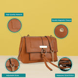 Brown Women's Cross Body Bag - Spacious and Stylish Bag with Spacious Compartments Back Pocket, Magnetic Closure & Many More Features- Perfect for Daily Use and Staying Organized On-The-Go