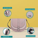 Stylish Crossbody Bag with Adjustable Strap and Dual Compartments in Pink and Grey PU Material