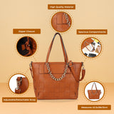 Stylish PU Handbag with Two Big Compartments and Adjustable Strap