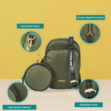 Stylish Green Nylon set of 2 Crossbody Bag with Two Compartments