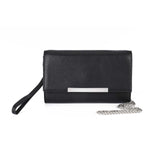 Stylish Black Crossbody Bag with Detachable Chain Handle