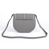 Stylish Crossbody Bag with Adjustable Strap and Dual Compartments in Pink and Grey PU Material