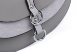 Stylish Crossbody Bag with Adjustable Strap and Dual Compartments in Pink and Grey PU Material
