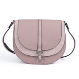 Stylish Crossbody Bag with Adjustable Strap and Dual Compartments in Pink and Grey PU Material