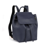 Solid Color Backpack For Women With Drawstring And Flap Design, Made From High Quality Material, Versatile, Blue