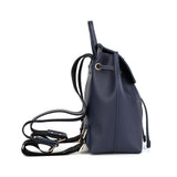 Solid Color Backpack For Women With Drawstring And Flap Design, Made From High Quality Material, Versatile, Blue