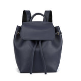 Solid Color Backpack For Women With Drawstring And Flap Design, Made From High Quality Material, Versatile, Blue