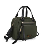 Personality Grab Bag with Two Compartments in Black/Green/Khaki/Red PU Material and Zipper Closure