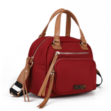 Personality Grab Bag with Two Compartments in Black/Green/Khaki/Red PU Material and Zipper Closure