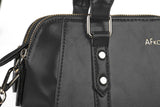 Handbag with Adjustable Strap, Multiple Compartments, Zipper Closure, Personality Grab and Detachable Shoulder Strap - Available in Black, Brown, and Grey