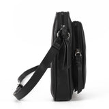 PU Leather Personality Grab Handbag with Zipper Closure and Two Compartments in Black, Khaki, and Purple