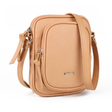 PU Leather Personality Grab Handbag with Zipper Closure and Two Compartments in Black, Khaki, and Purple