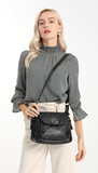 Chic Black Crossbody Bag with Zipper Closure and Turn Lock and Multiple Compartments