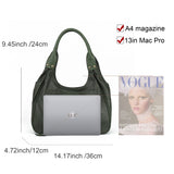 Stylish and Practical PU Leather Handbag with Twin Handles in Blue and Green Colors
