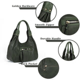 Stylish and Practical PU Leather Handbag with Twin Handles in Blue and Green Colors