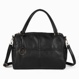 Women's PU Leather Handbag with Zipper Closure, Two Compartments, Personality Grab, Adjustable and Detachable Shoulder Strap - Includes Smaller Handbag for Essentials