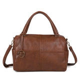 Women's PU Leather Handbag with Zipper Closure, Two Compartments, Personality Grab, Adjustable and Detachable Shoulder Strap - Includes Smaller Handbag for Essentials