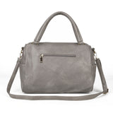 Women's PU Leather Handbag with Zipper Closure, Two Compartments, Personality Grab, Adjustable and Detachable Shoulder Strap - Includes Smaller Handbag for Essentials