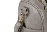 Women's PU Leather Handbag with Zipper Closure, Two Compartments, Personality Grab, Adjustable and Detachable Shoulder Strap - Includes Smaller Handbag for Essentials