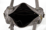 Women's PU Leather Handbag with Zipper Closure, Two Compartments, Personality Grab, Adjustable and Detachable Shoulder Strap - Includes Smaller Handbag for Essentials