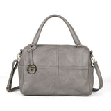 Women's PU Leather Handbag with Zipper Closure, Two Compartments, Personality Grab, Adjustable and Detachable Shoulder Strap - Includes Smaller Handbag for Essentials
