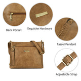Brown Crossbody Bag - Stylish Women's Cross Body Bag with Adjustable Strap, Multiple Pockets, Tassel Pendant, and Exquisite Hardware