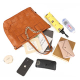 Stylish PU Handbag with Two Big Compartments and Adjustable Strap