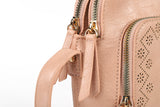 Stylish PU Handbag with Adjustable Strap, Multiple Compartments, and Zipper Closure - Available in Black, Brown, and Pink with Detachable Shoulder Strap