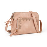 Stylish PU Handbag with Adjustable Strap, Multiple Compartments, and Zipper Closure - Available in Black, Brown, and Pink with Detachable Shoulder Strap