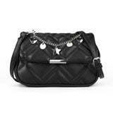 Women's Cross Body Bag - Stylish and Sophisticated Bag with Adjustable Strap, Fancy Chain, Magnetic Closure, 4 Compartments, Back Pocket with Zipper