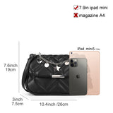 Women's Cross Body Bag - Stylish and Sophisticated Bag with Adjustable Strap, Fancy Chain, Magnetic Closure, 4 Compartments, Back Pocket with Zipper